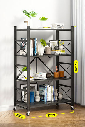 Four tier black foldable rack with wheels